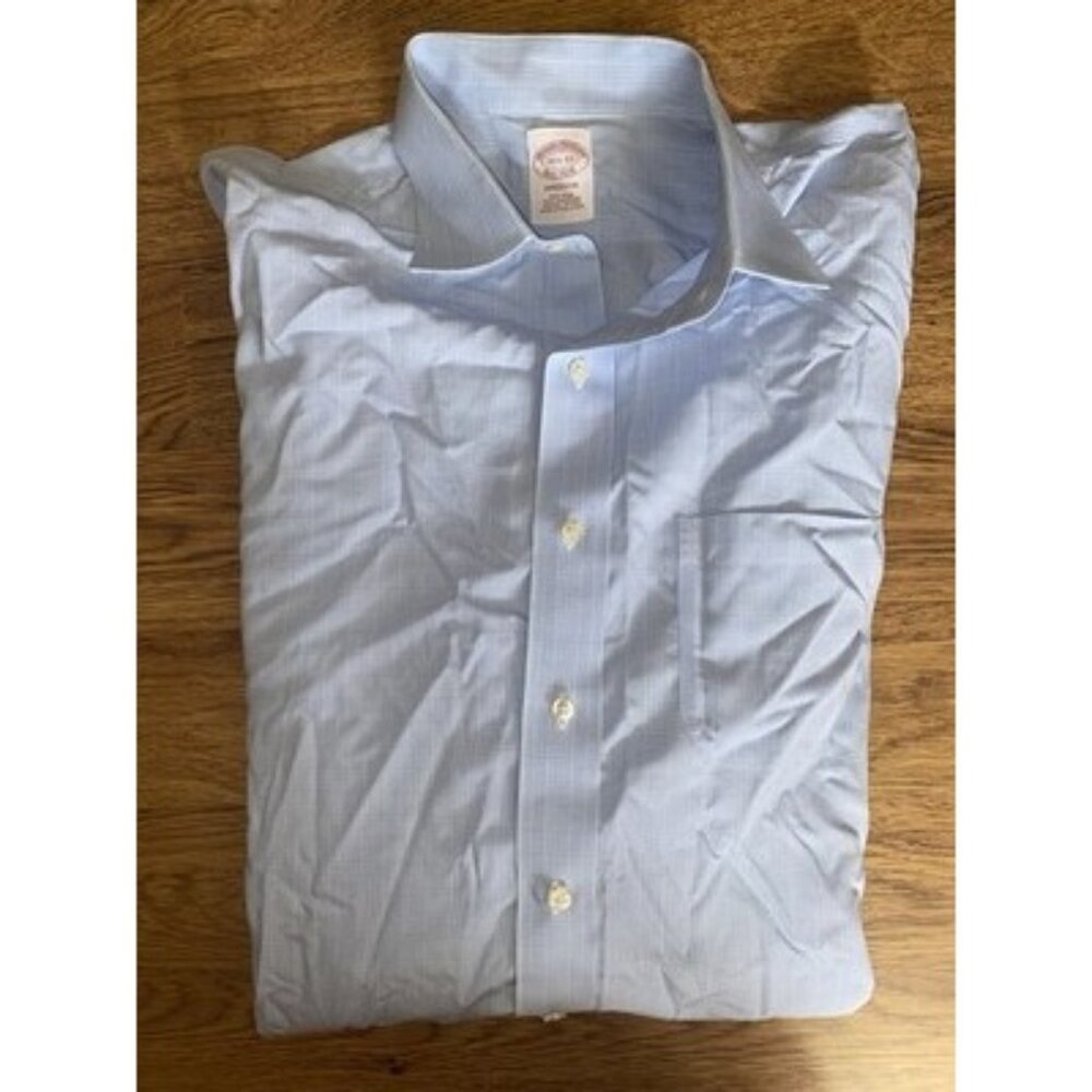 Brooks Brothers Madison Mens Blue Long Sleeve Button Front Shirt 15.5-33